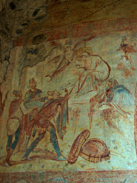 [La scena dell'adorazione dei Magi negli affreschi della chiesa di
Santa Maria Foris Portas a Castelseprio]
